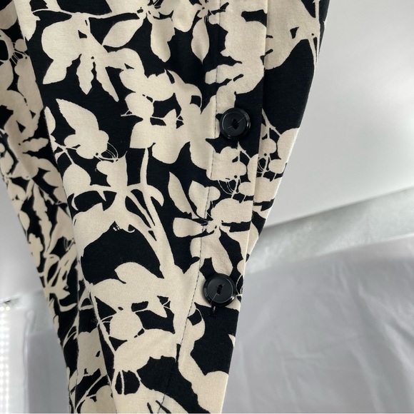 J. Jill Dark Brown Ivory Floral Pima Cotton Blend Pockets Button Detail Dress - Picture 7 of 15